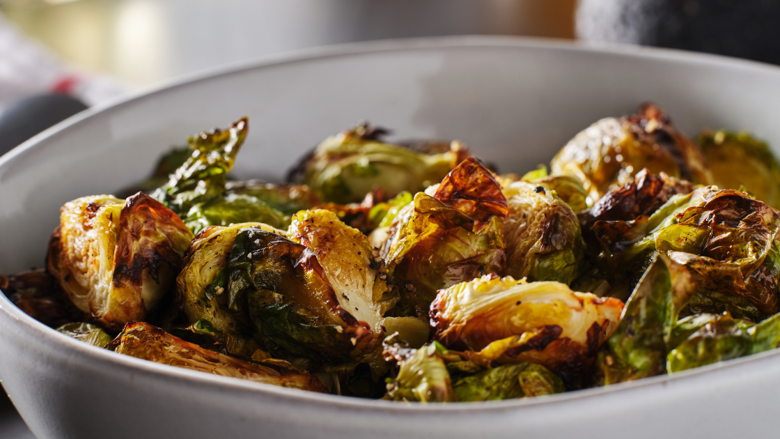 Roasted Brussel Sprouts with Apples & Pistachios